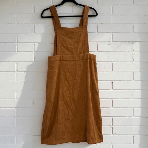Emery Rose Corduroy Pinafore Overall Dress Button Front Brown S - Picture 3 of 7